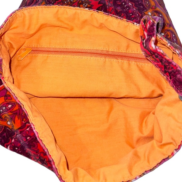 Old Navy Velour Red Orange Paisley Print Tote Bag - Picture 3 of 3